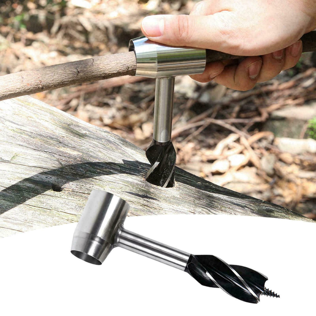 Manual Auger Drill Bushcraft Survival Tool Hand Auger Settlers Wrench For Backpacking