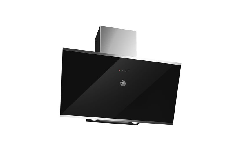 Bertazzoni KV90MOD1NA Modern Series Vertical Inclined Wall-Mount Hood, Black Glass, 90cm