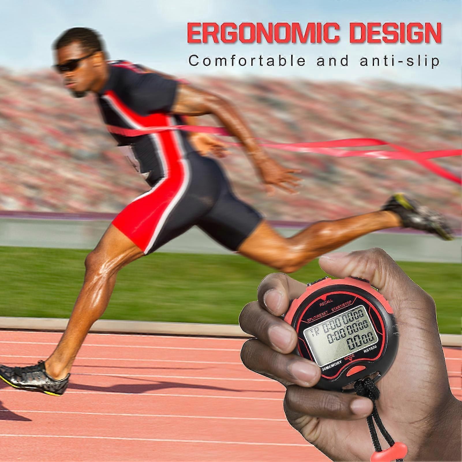 Professional Digital Stopwatch Timer Waterproof Digital Handheld Lcd Timer Chronograph Sports Counter With Strap For Swimming Running Football Train zxin