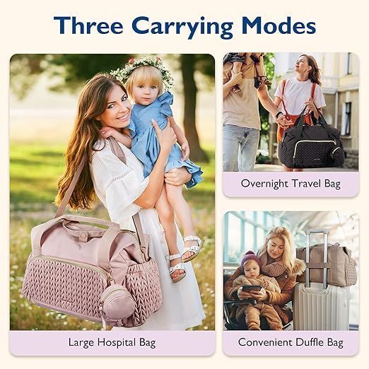 Diaper Bag Tote Large Capacity Travel Diaper Bags Hospital Bag with Pacifier Case