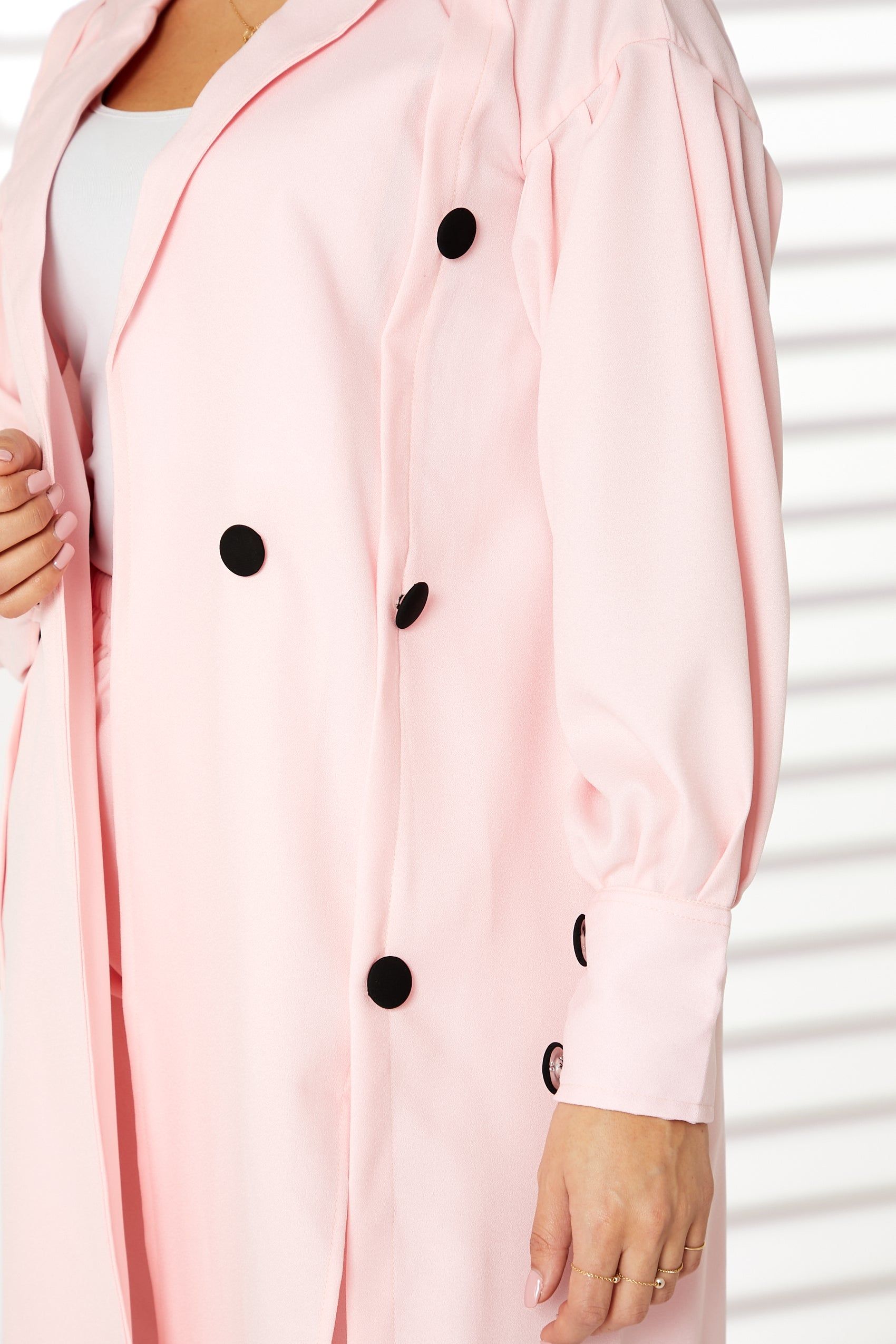 MOiSTREET Pink Mid Length Barbie Crepe Trench Coat Set