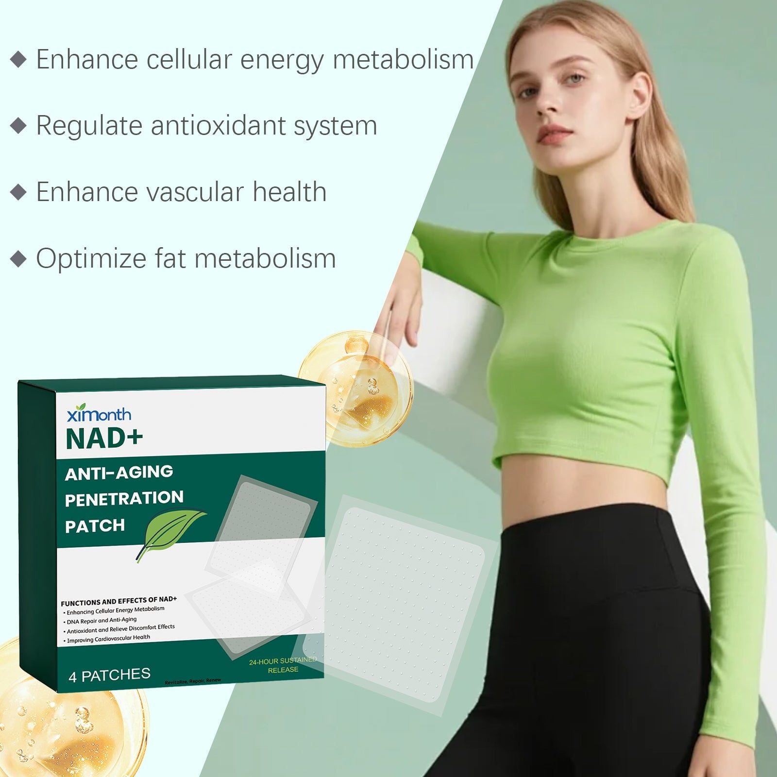 Body Care Patches, Anti-Aging, Skin Nourishing, Portable, Easy to Use ,4 patches