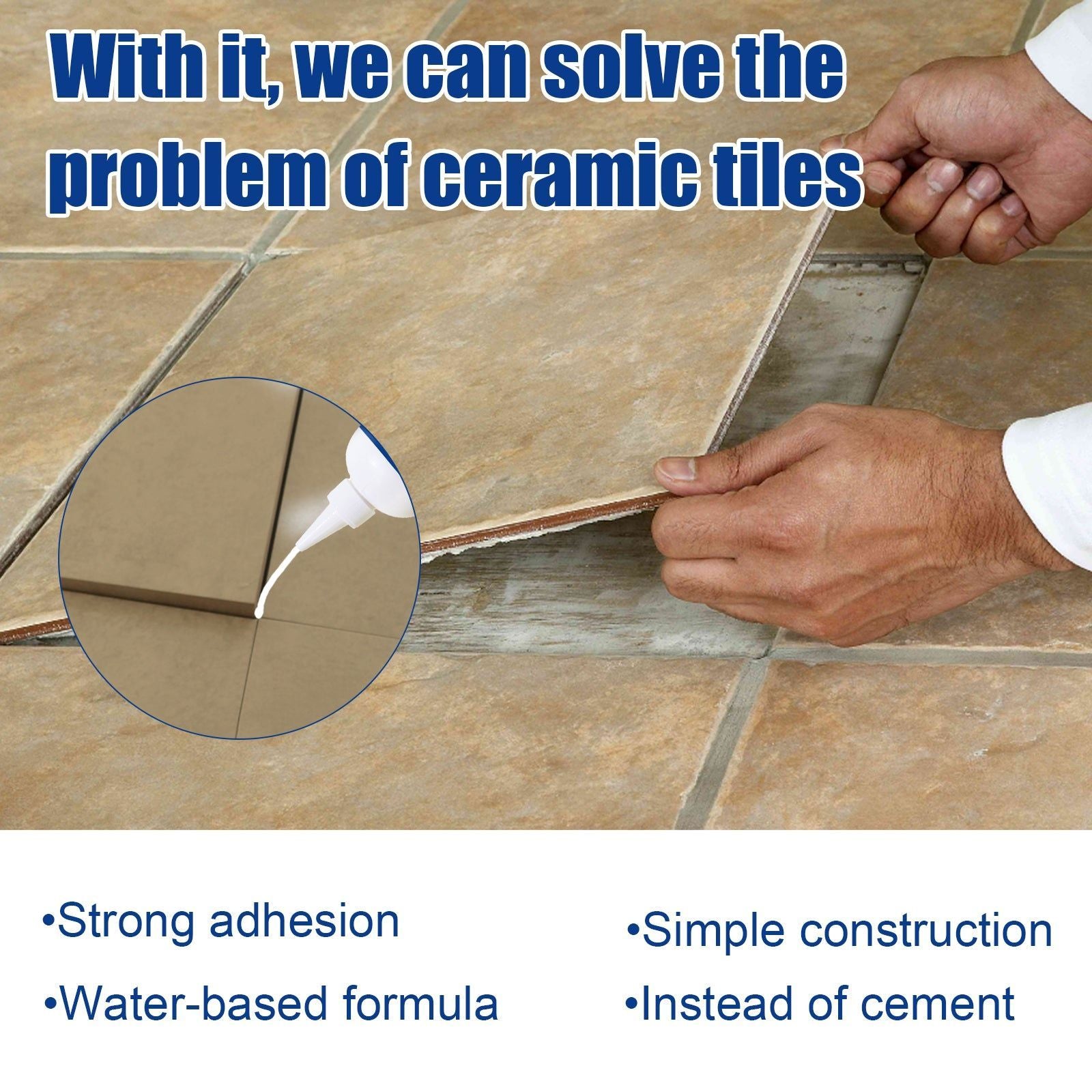 Premium Tile Repair Adhesive, Waterproof Strong Bond, Easy Fix for Cracks and Loose Tiles ,100ml