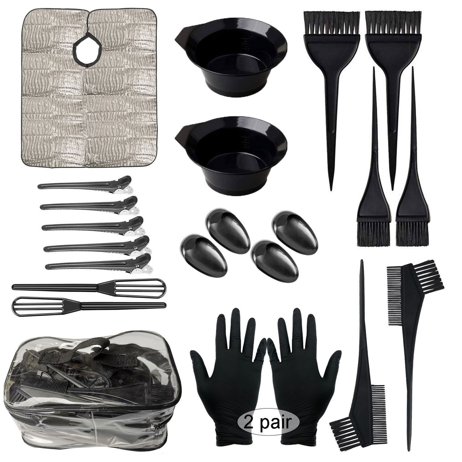 22Pcs Professional Hair Dye Kit with Bowl & Gloves