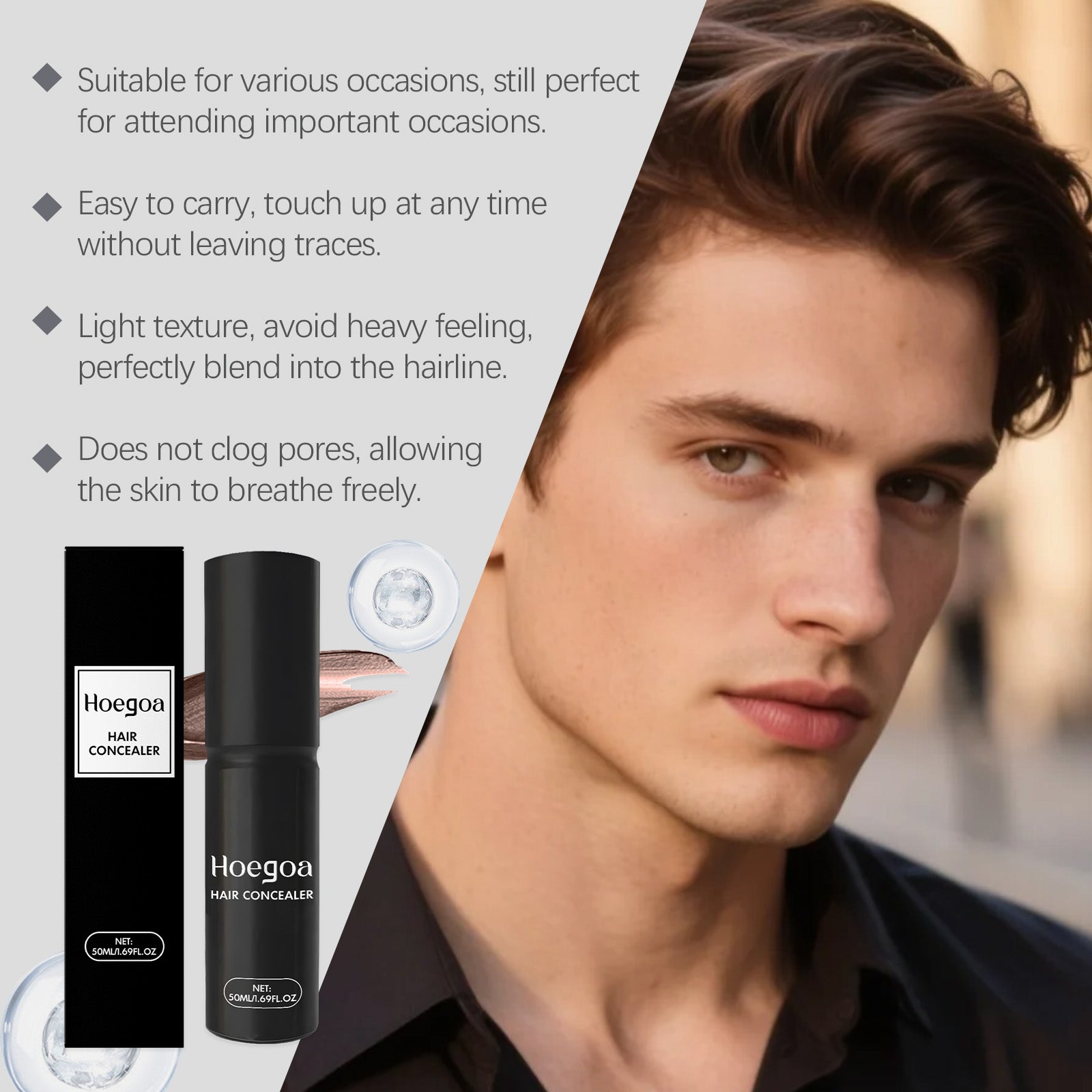 Dark Brown Hair Covering Cream, Waterproof, Temporary Hair Concealer, Easy to Use ,50ml