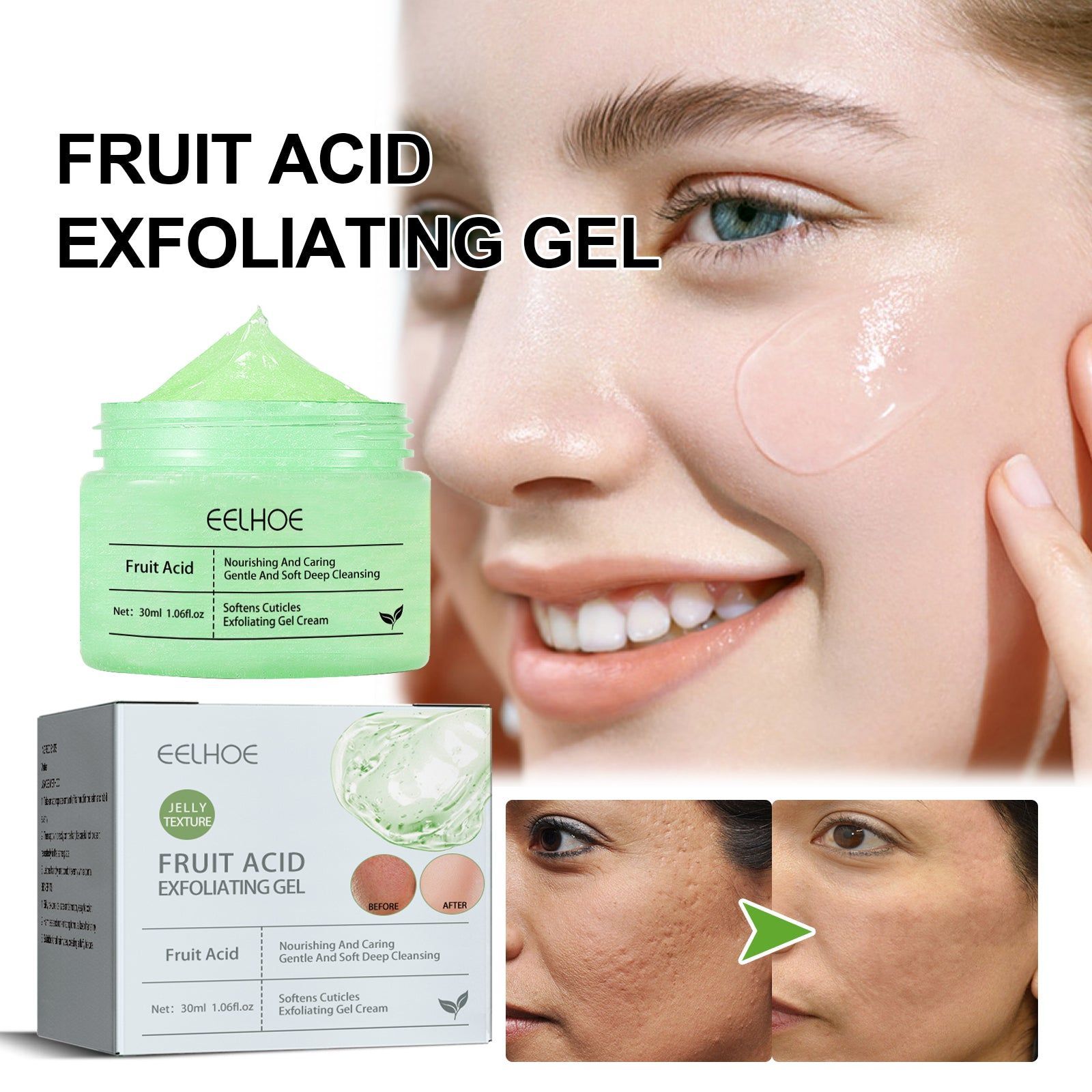 Brightening Cleansing Exfoliating Gel for Smoother, Clear, Radiant Skin ,30ml