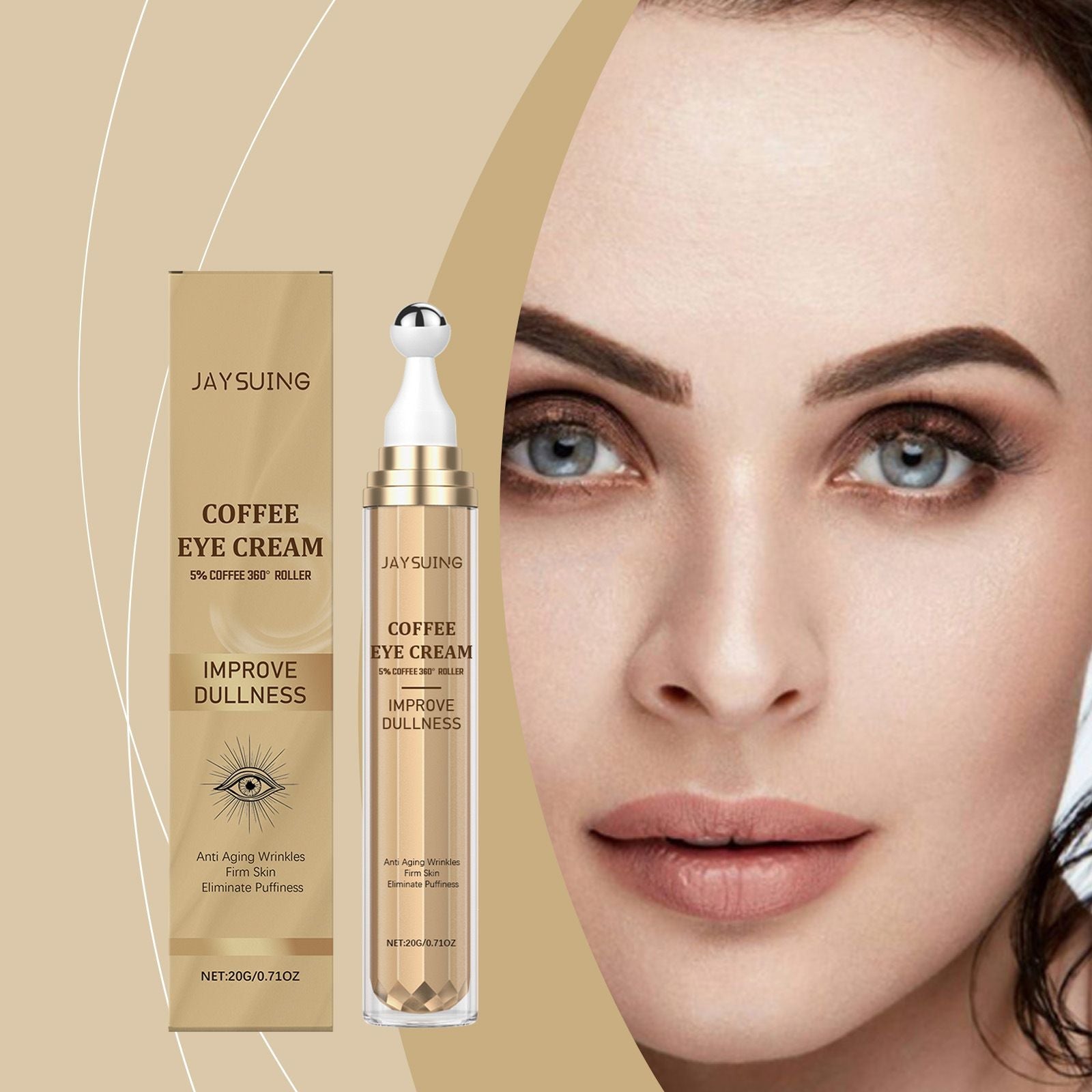 Caffeine Eye Cream Roller for Dark Circles & Puffiness 20g