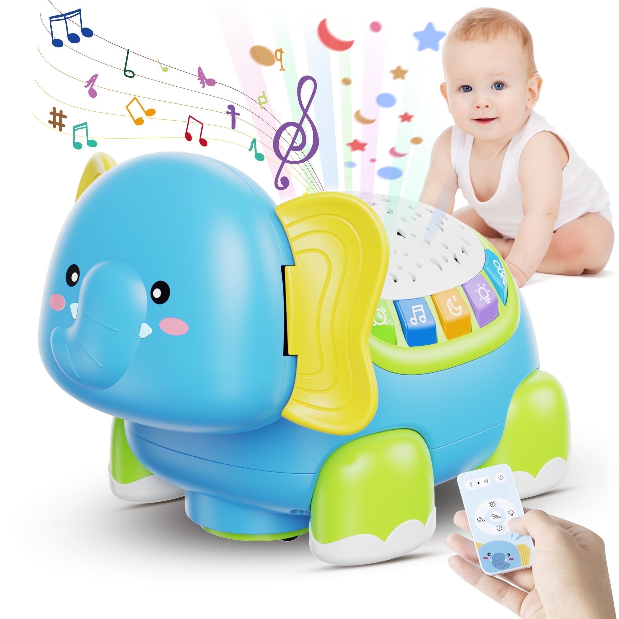 Baby Crawling Toys Musical Fidget Toddler Toys with Light Projector for 6 To 12 Months Infant