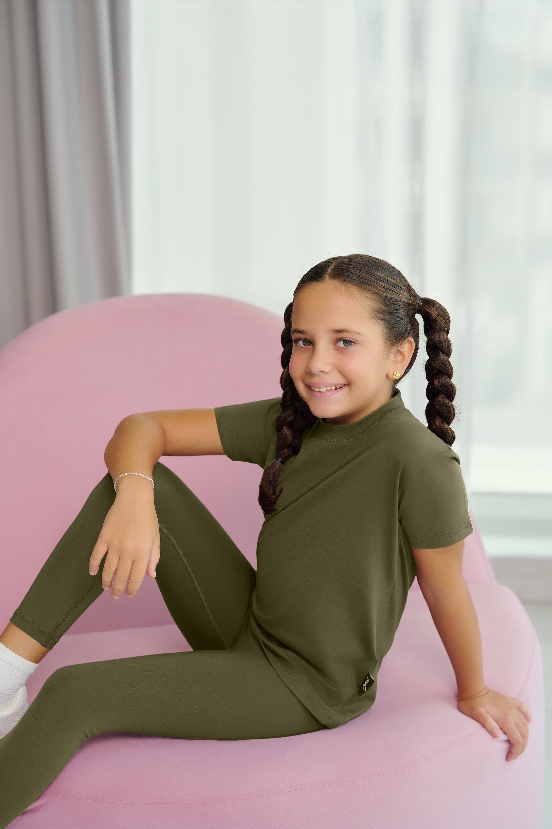 بنطال ضيق كلاسيكي للأطفال من ماركة MULU - أخضر