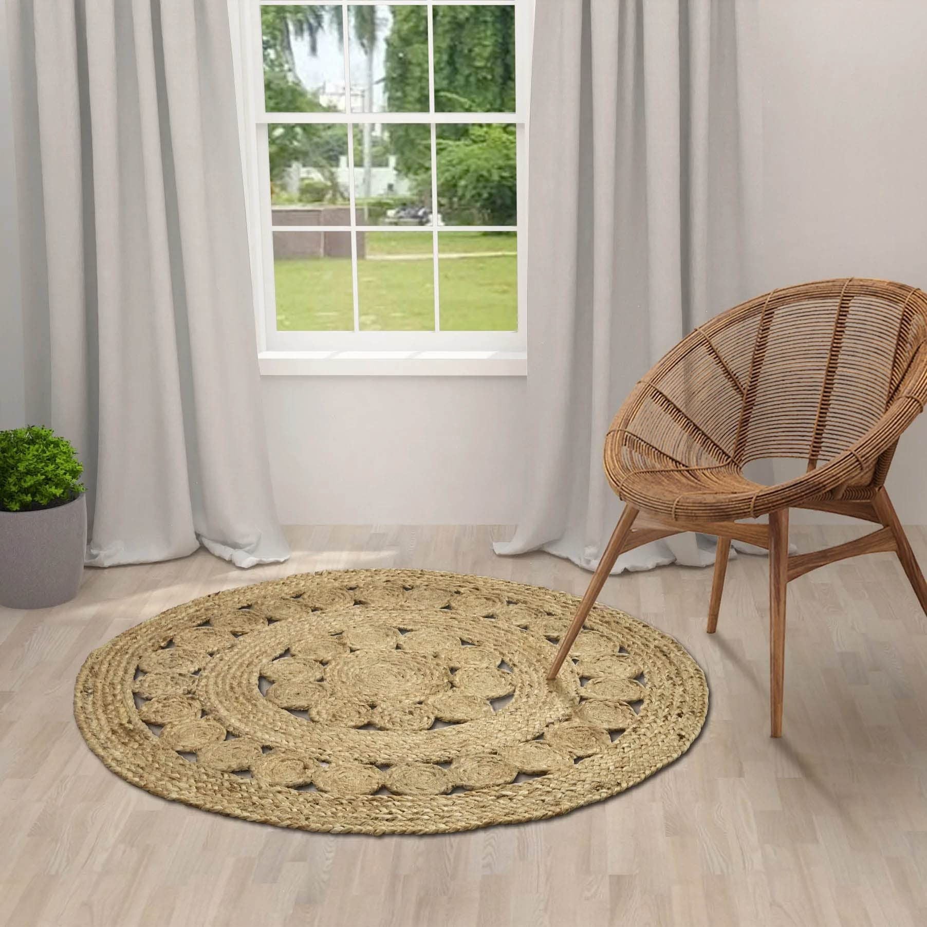 AIESY®  All Over Natural Beautiful Handwoven Jute Rug