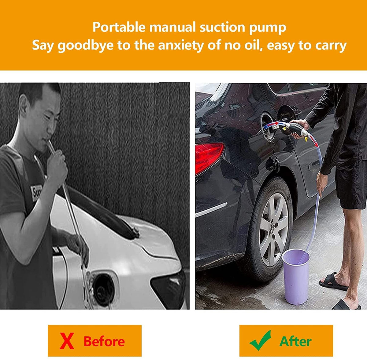 Manual Car Fuel Pump 2M High Flow Siphon Hand Pump Fuel Transfer For Gasoline Petrol Water