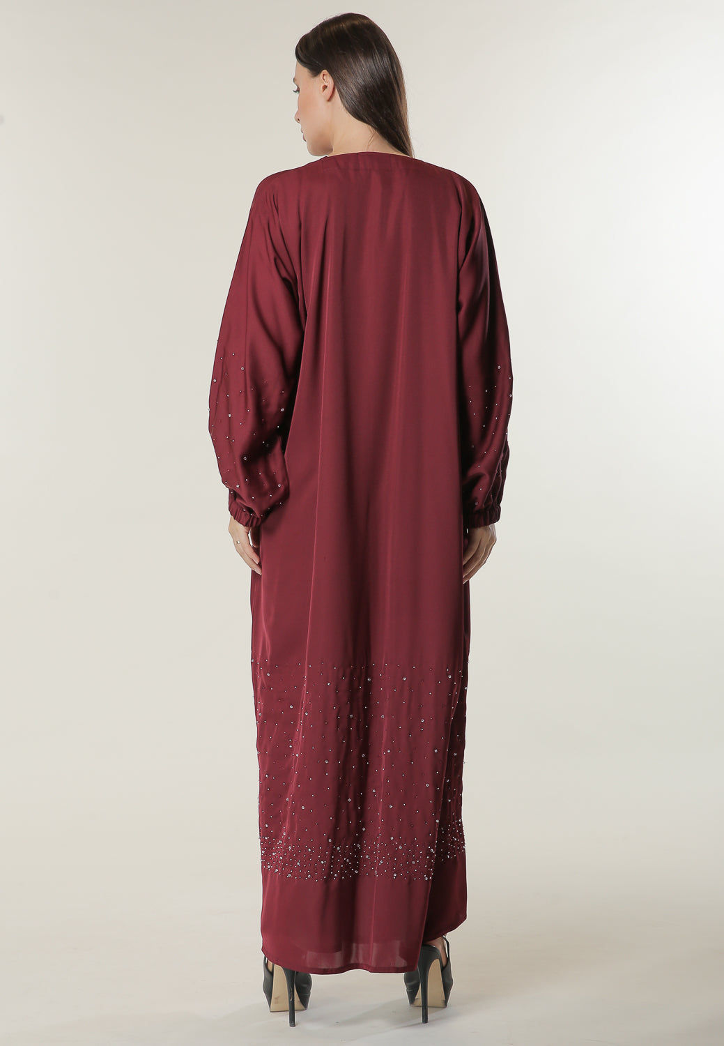 MOiSTREET Cherry Abaya with beaded handwork