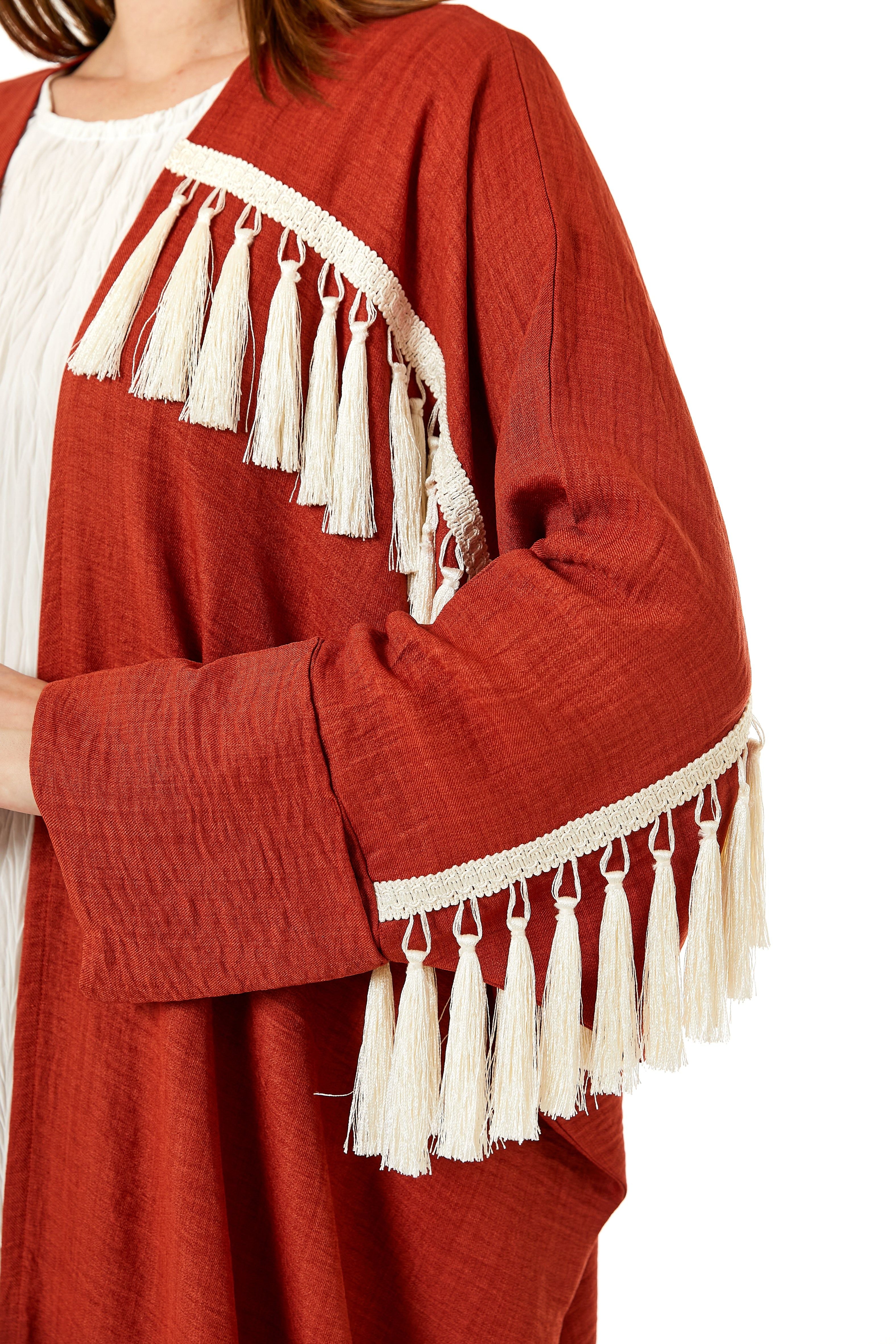 MOiSTREET Rust Orange CEY Melange Abaya