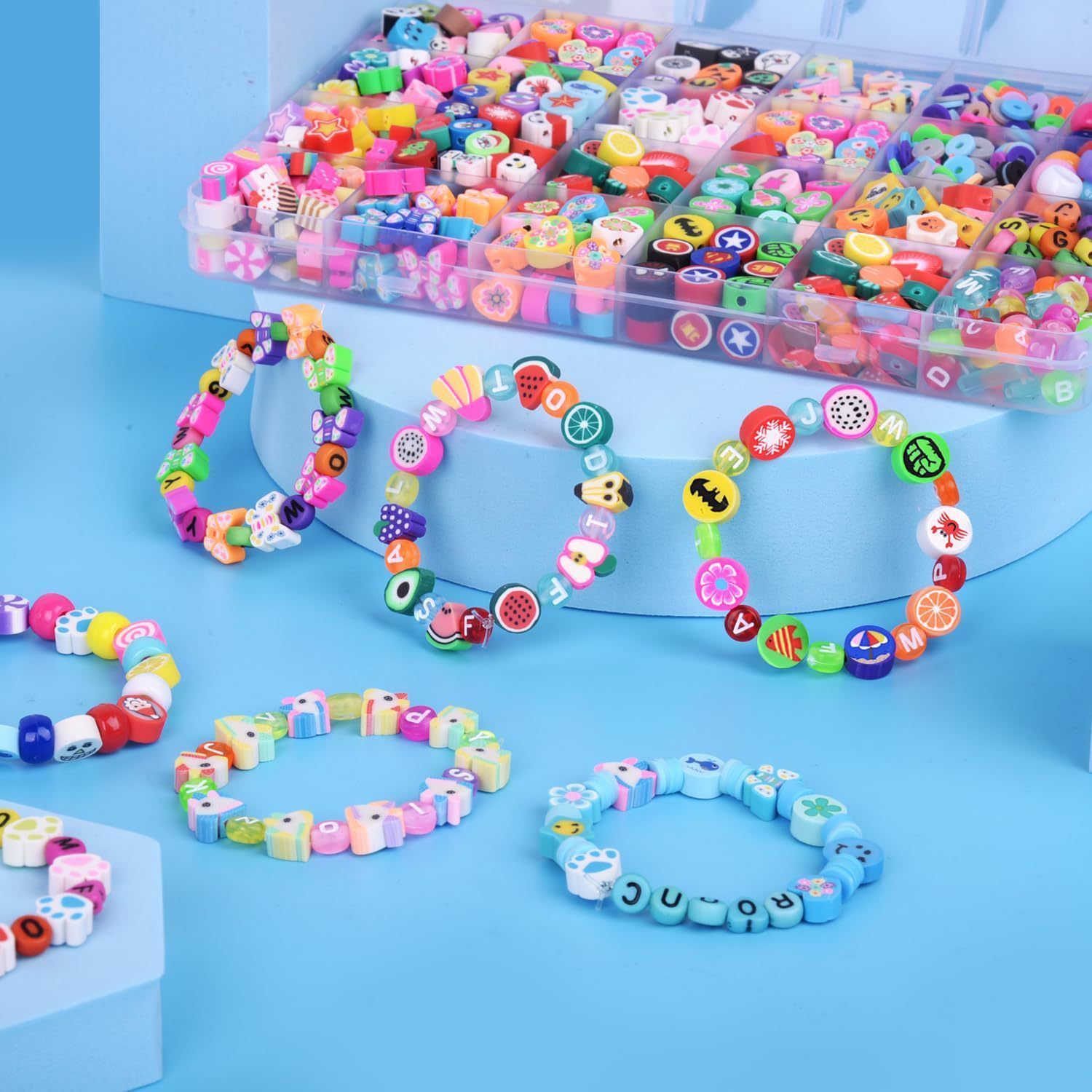 2480pcs Polymer Clay Beads Bracelet Making kit Beads DIY Jewelry Accessories for Necklace Earring Making