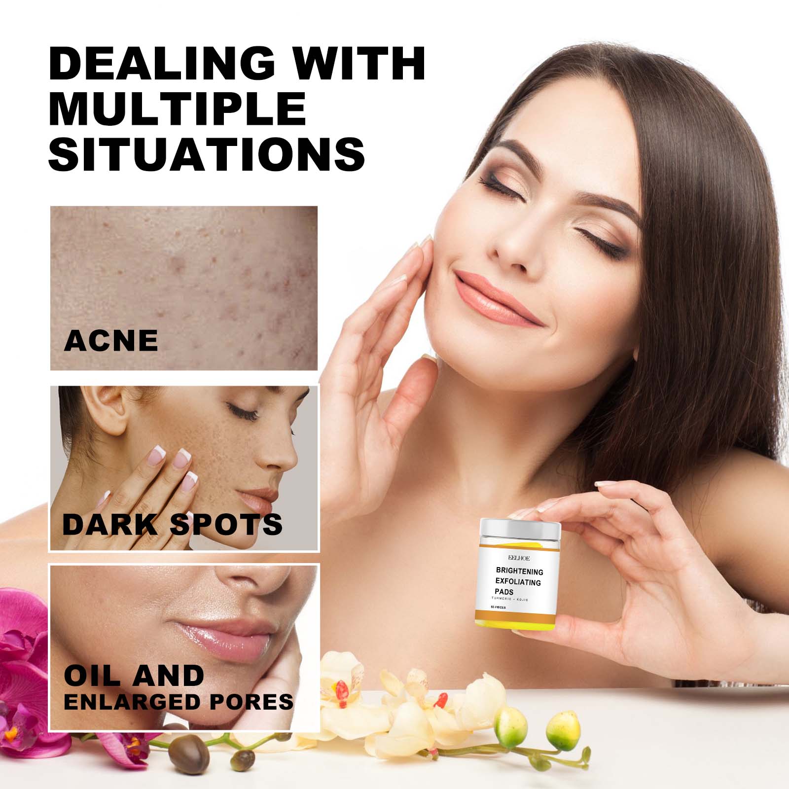 Brightening Exfoliating Pads for Facial Cleansing, Pore Shrinking, Radiant Skin ,55pieces