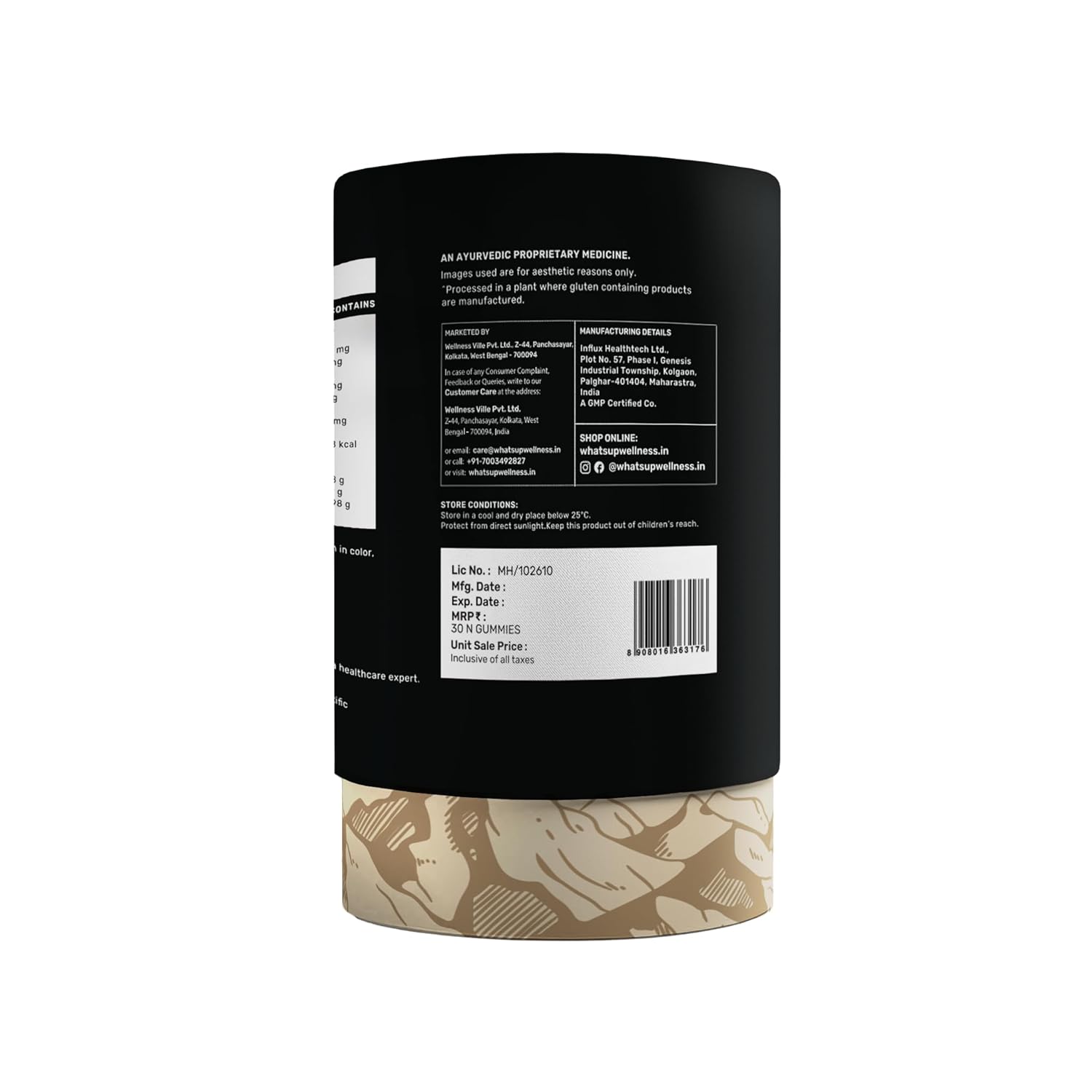 What’s Up Wellness ShilajIt Resin Gummies | 200 Mg Resin with 24 Carat Gold Dust | Imili Flavour 30