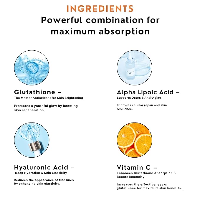 Vedapure L-Glutathione Effervescent Tablets with Vitamin C & E 15 Orange-Flavored Tablets