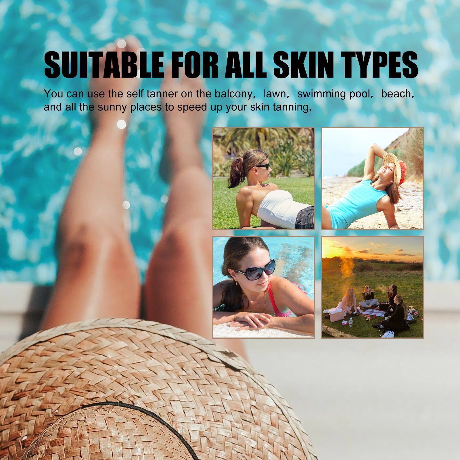 Black Care Gel, Summer Beach Tanning Bronzer, Natural Moisturizing, Fast Tan ,100g