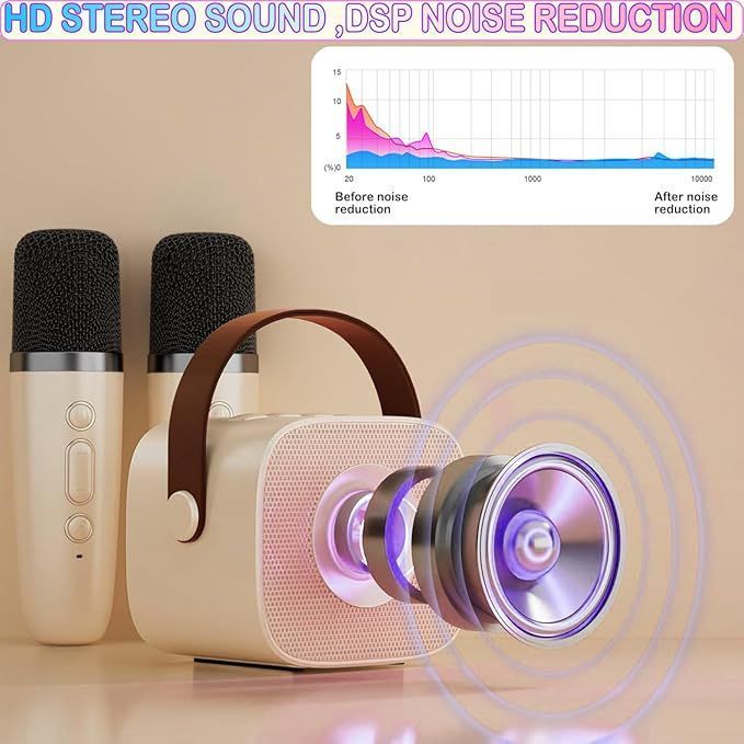 Mini Karaoke Machine With Portable Bluetooth Speaker 2 microphones Birthday Gifts for Kids