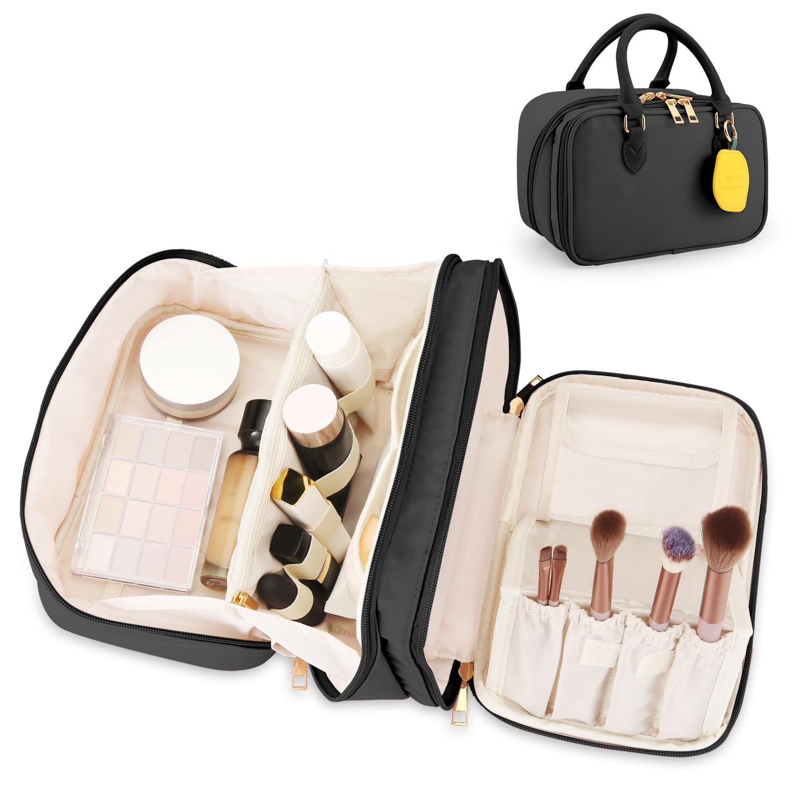 Waterproof Nylon Travel Makeup Bag with Brush Storage
