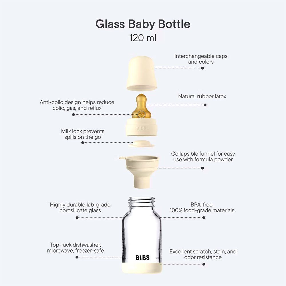 Bibs – Heat Resistant Designed With Anti-Colic Function Baby Glass Bottle Complete Set – 120ml