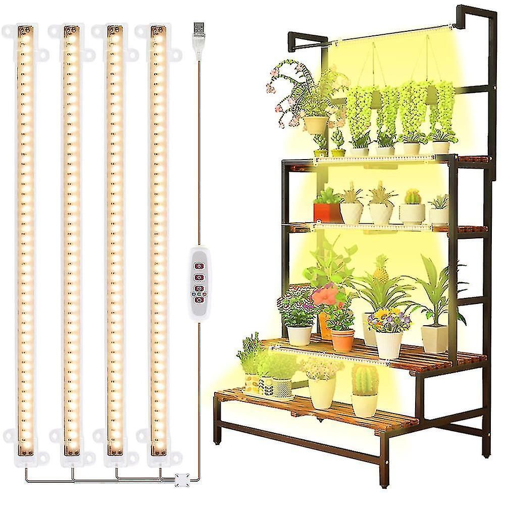 Led Grow Lights Strips For Indoor Plants, Sunlight Full Spectrum 42-288 Leds Plant Lamp With Auto Timer For Shelves Hydroponics Succulent