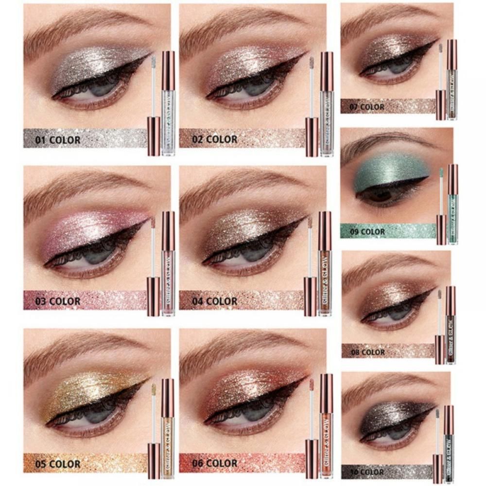 Liquid Eyeshadow Set of 10 Glitter Pearl Color Liquid Eyeshadow Makeup Kit