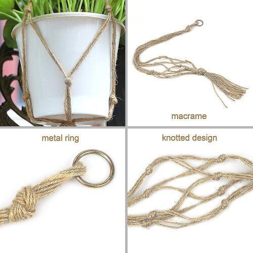 4pcs Macrame Plant Hangers Pot Woven Holder Garden Decoration 105 Cm And 90 Cm