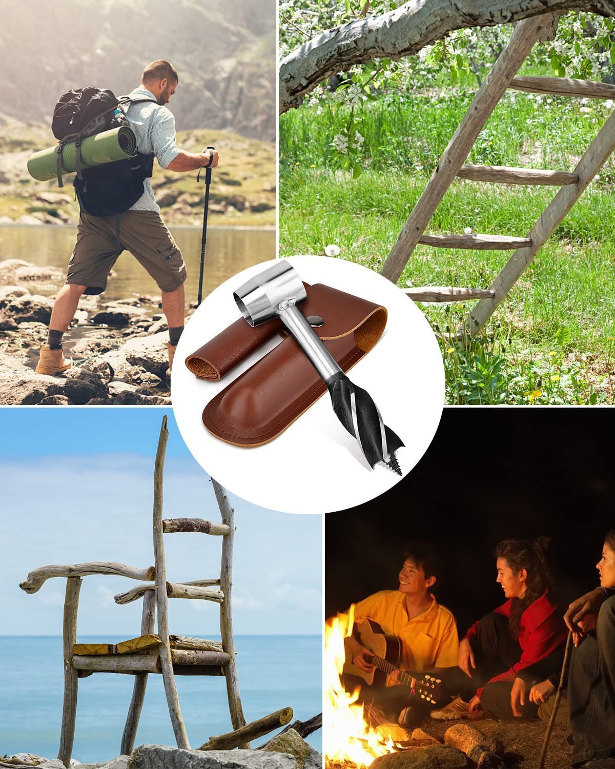 Manual Auger Drill Bushcraft Survival Tool Hand Auger Settlers Wrench For Backpacking