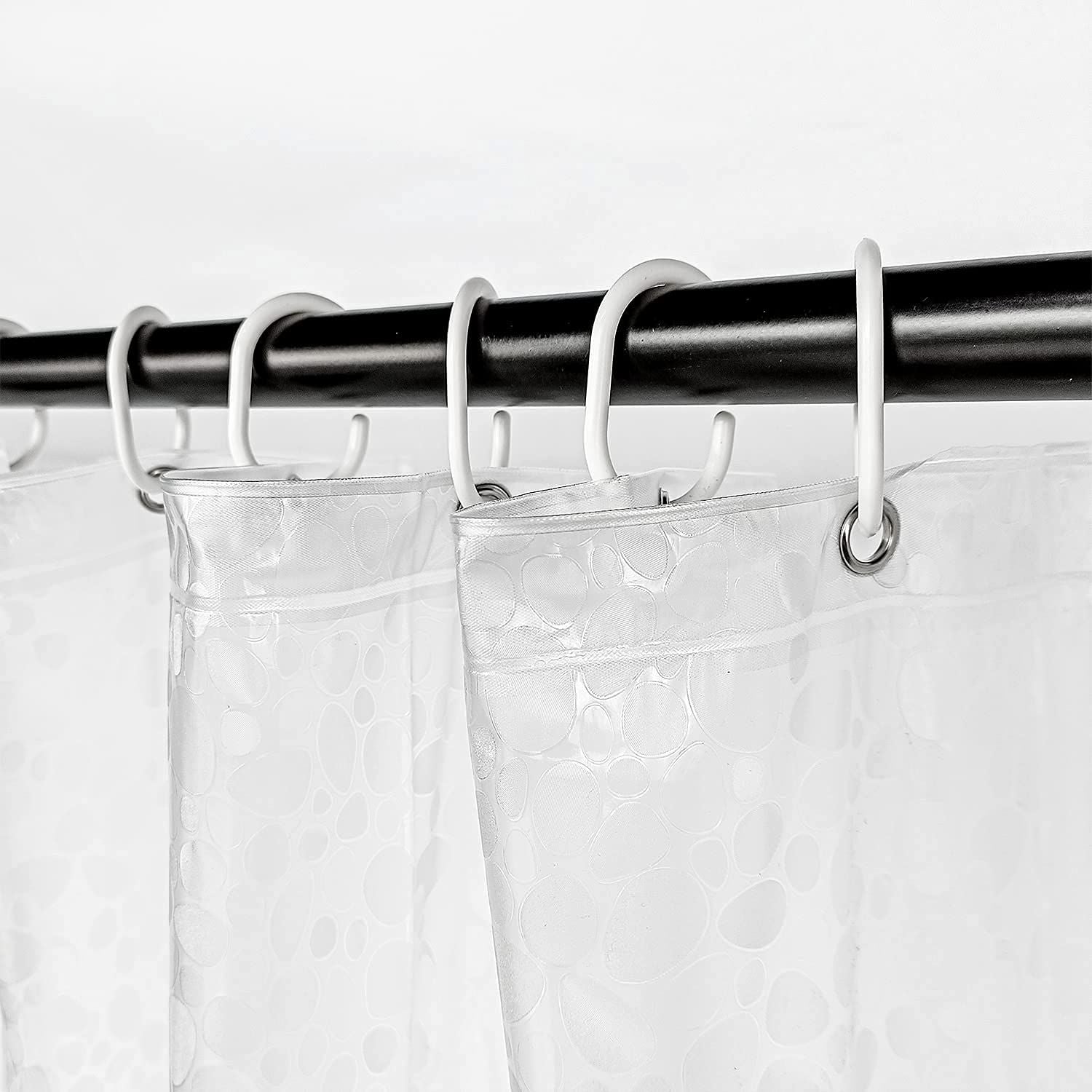 3D Printed Transparent PVC Shower Curtain With Hooks Waterproof Bath Decor