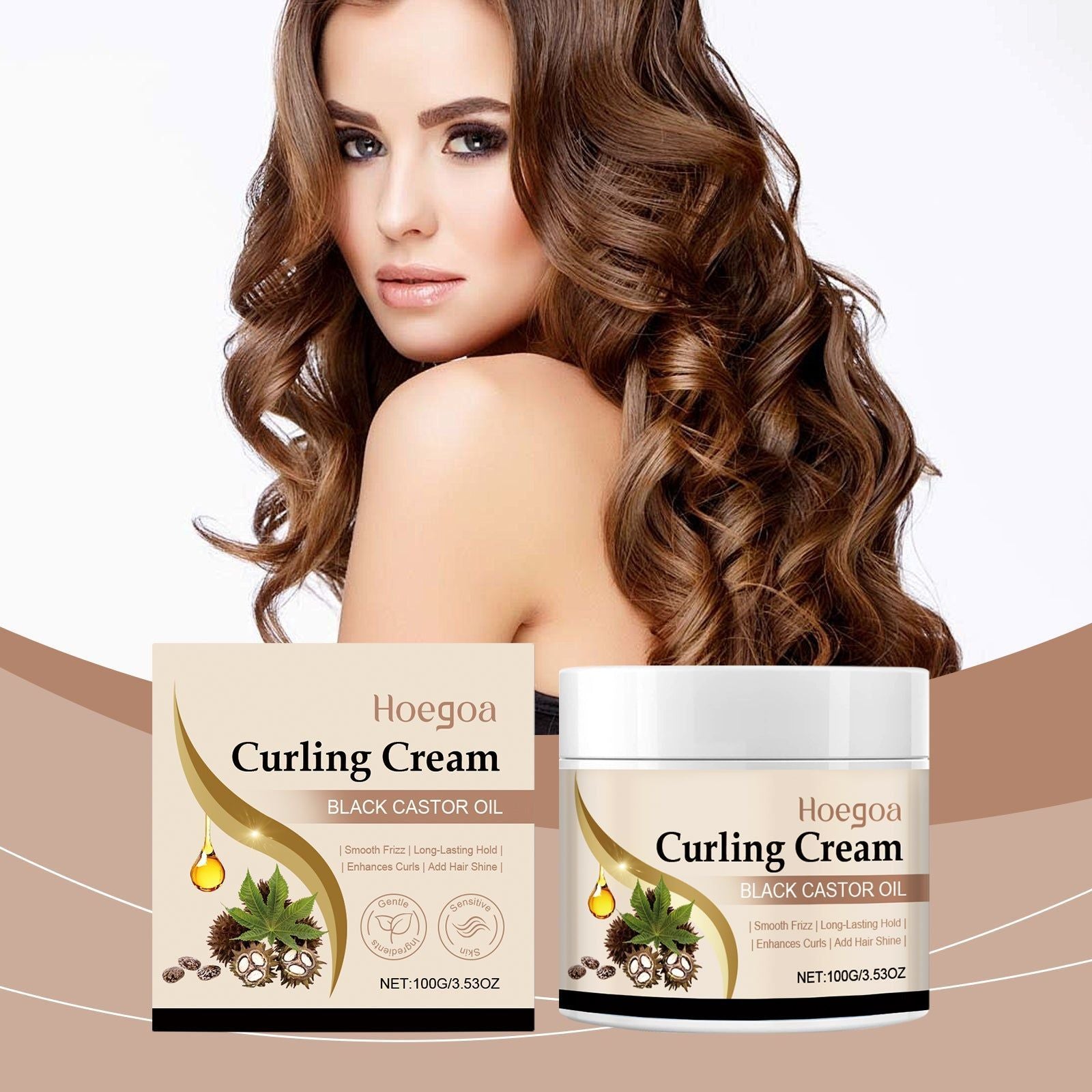 Castor Oil Curl Setting Cream, Natural Shine, Long-Lasting Curl Hold, Hair Vitality ,100g