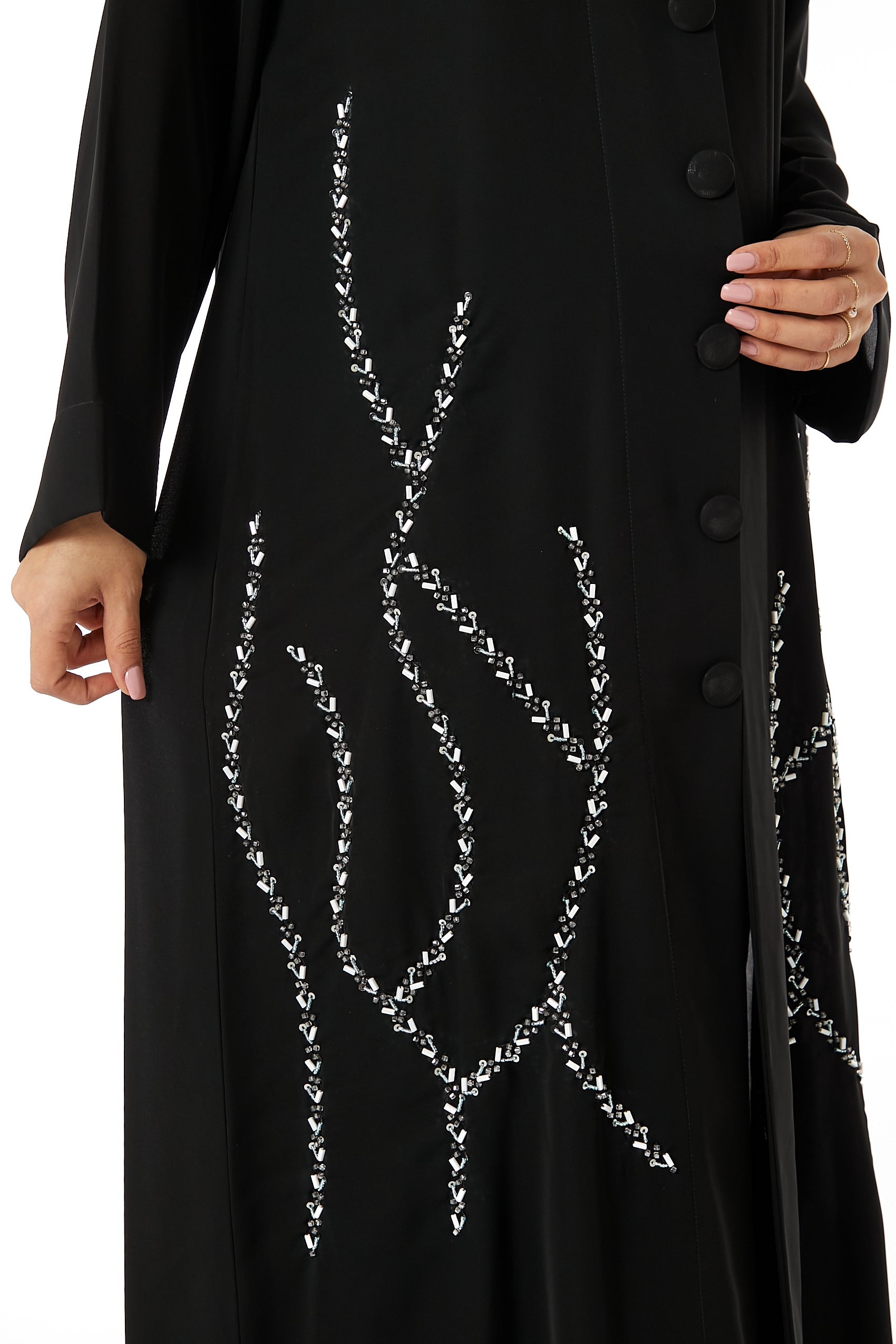 MOiSTREET Black Nida Embroidered Abaya