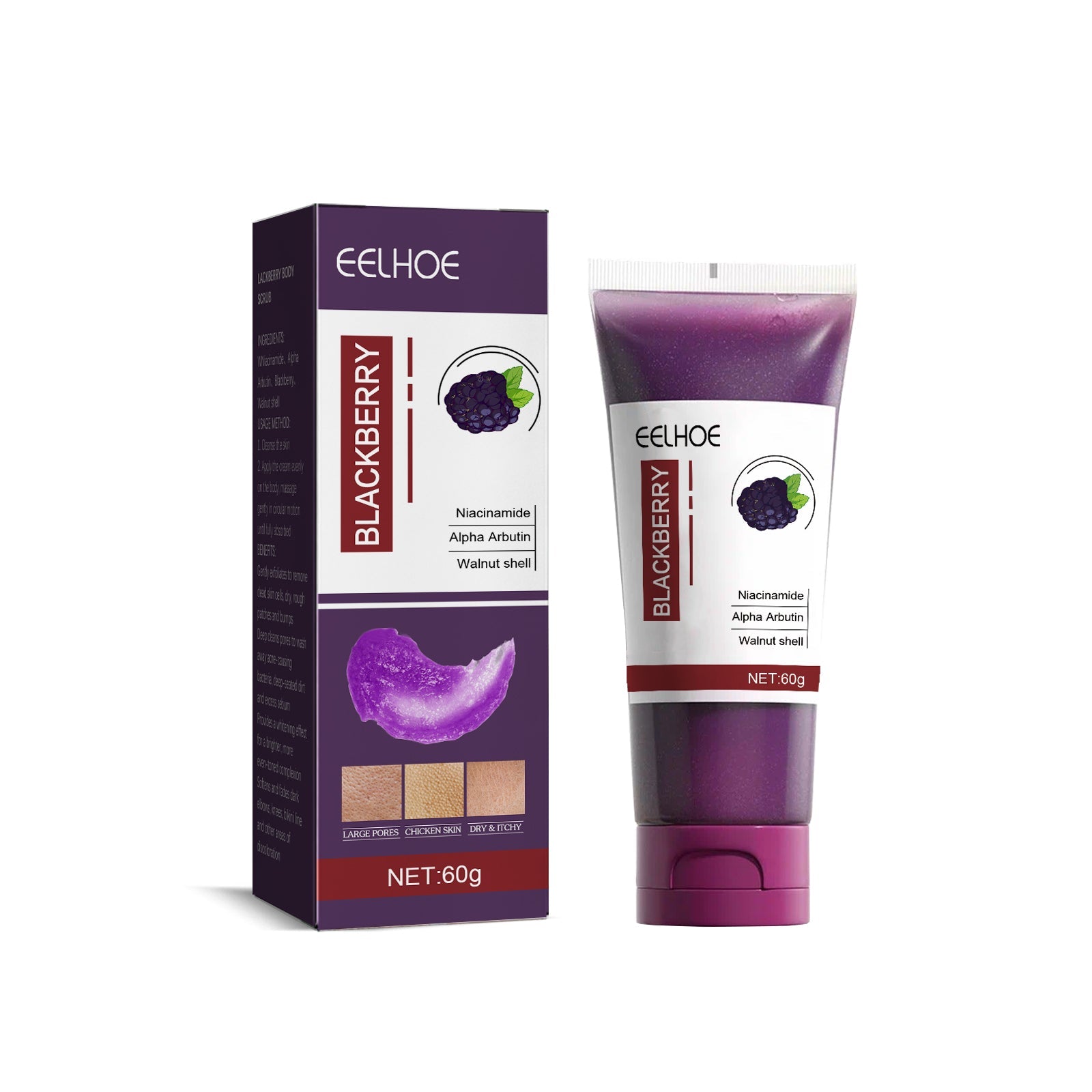 Blackberry Body Scrub, Brightening, Cleansing, Exfoliating, Skin Care ,60g