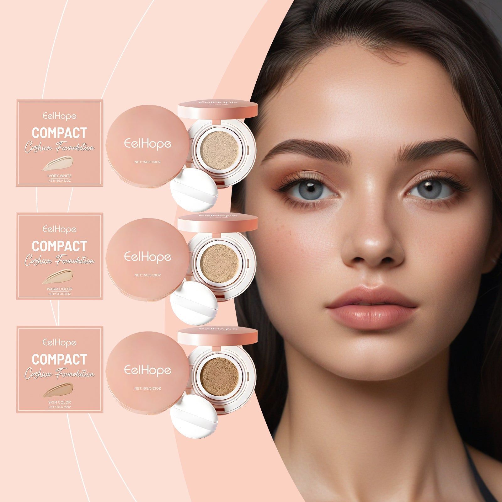 Cushion Foundation, Natural, Hydrating, Long-Lasting, Flawless Skin ,15g