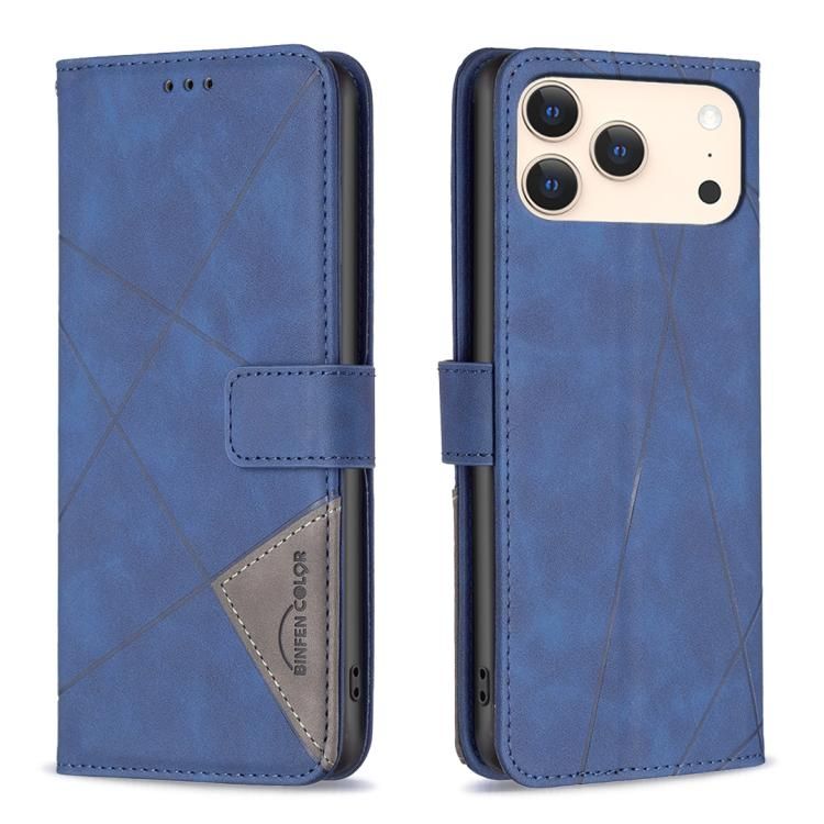 For iPhone 18 Pro Max / iPhone 17 Pro Max Magnetic Buckle Rhombus Texture Leather Phone Case