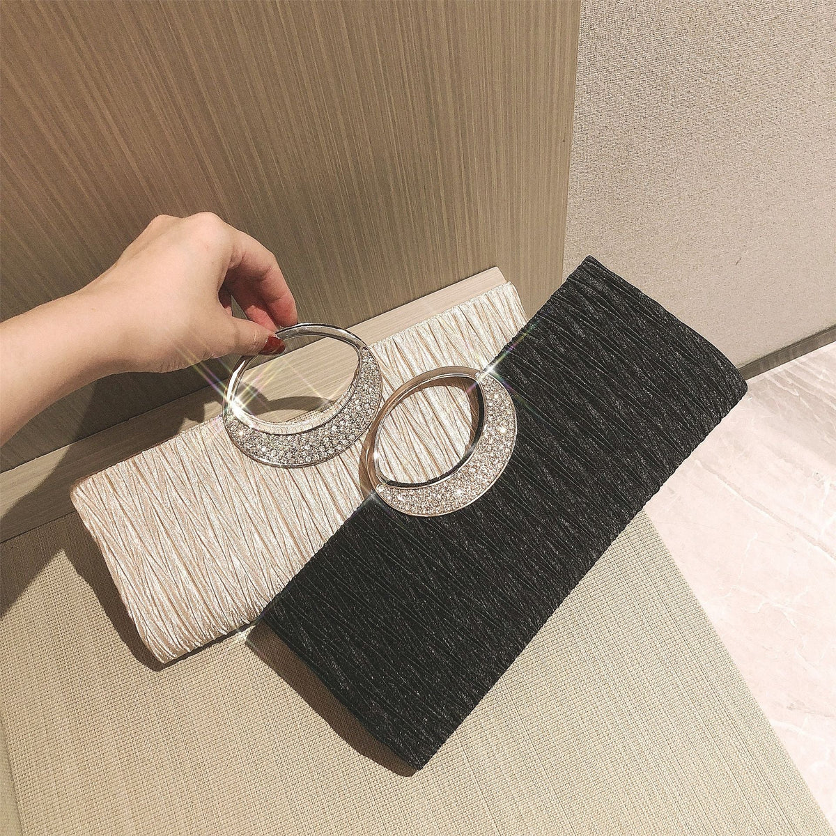 Women Elegant Clutch Purse Rhinestones Wedding Handbag Evening Bag