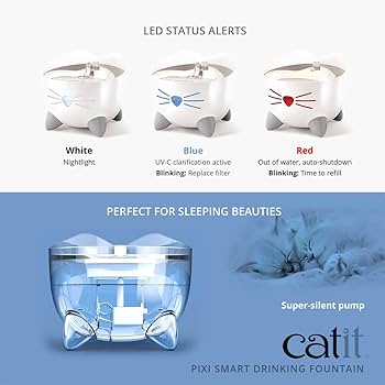 Catit PIXI Stainless Steel Fountain - White/2.5L