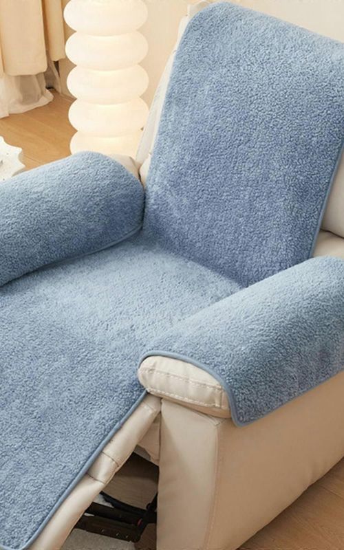 Plush Lambswool Armrest Protector Cover For Sofa Recliner Slip Yellow