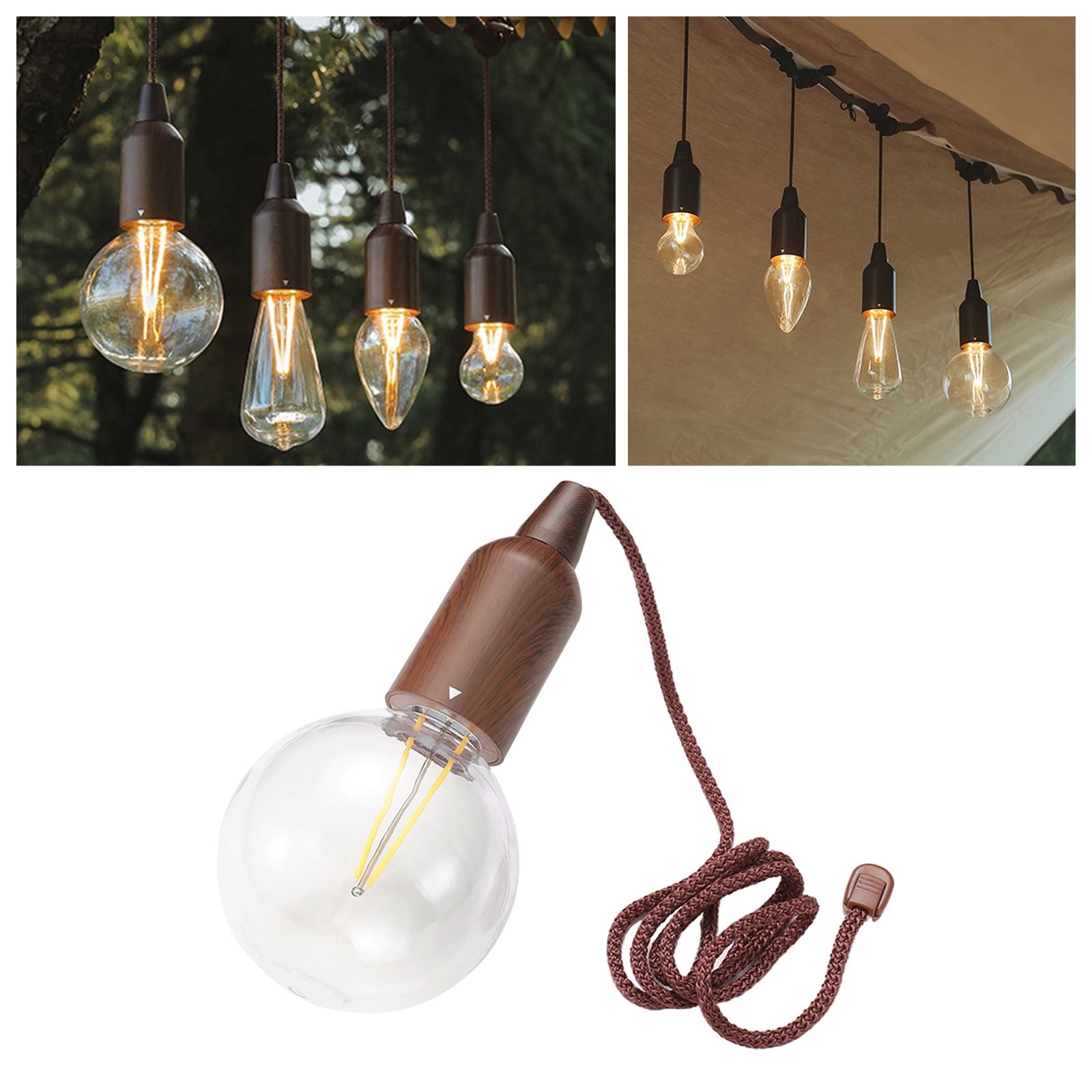 Pull Camping Lamp Waterproof Hanging Atmosphere Light For Patio Garden Tent