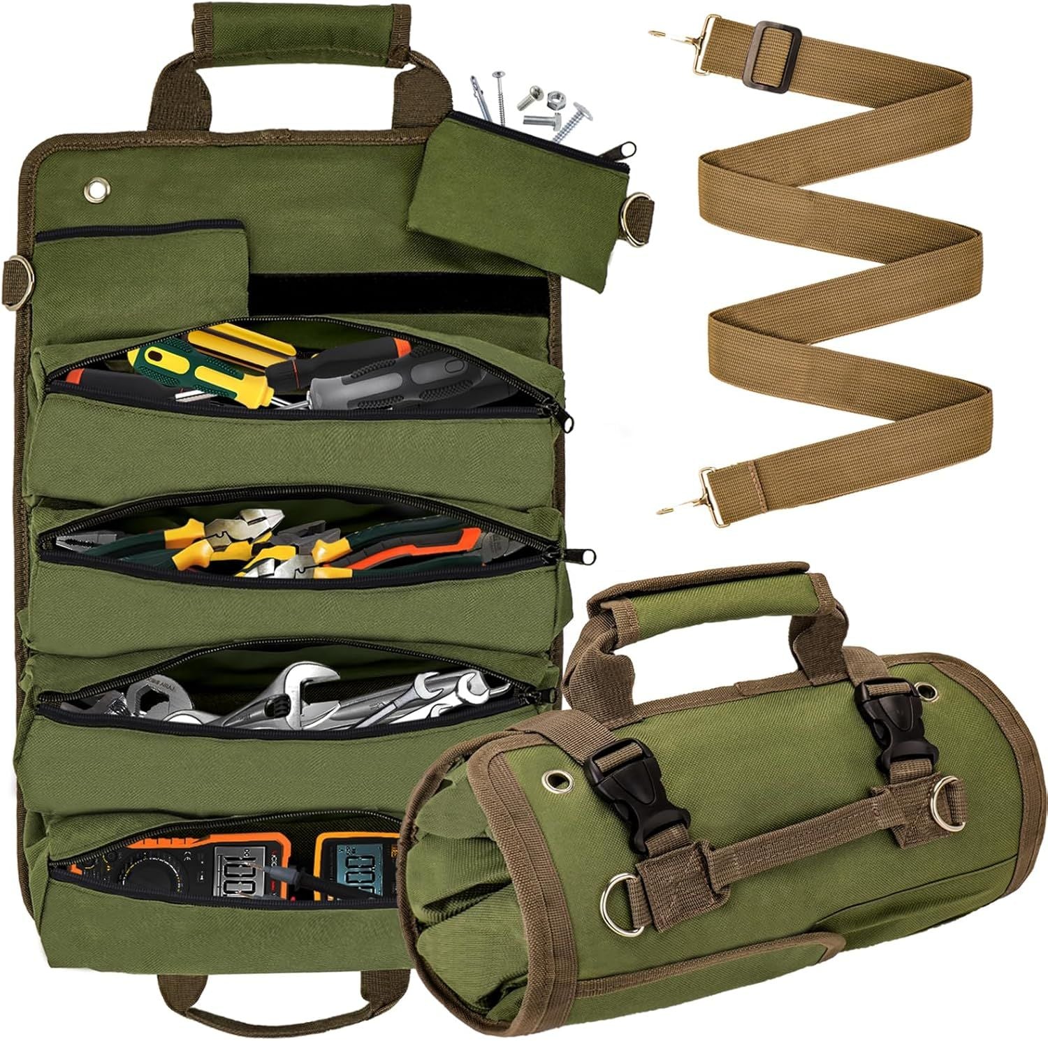 Tool Roll Bag Heavy Duty Tool Organizer Foldable Motorcycle Storage Bag