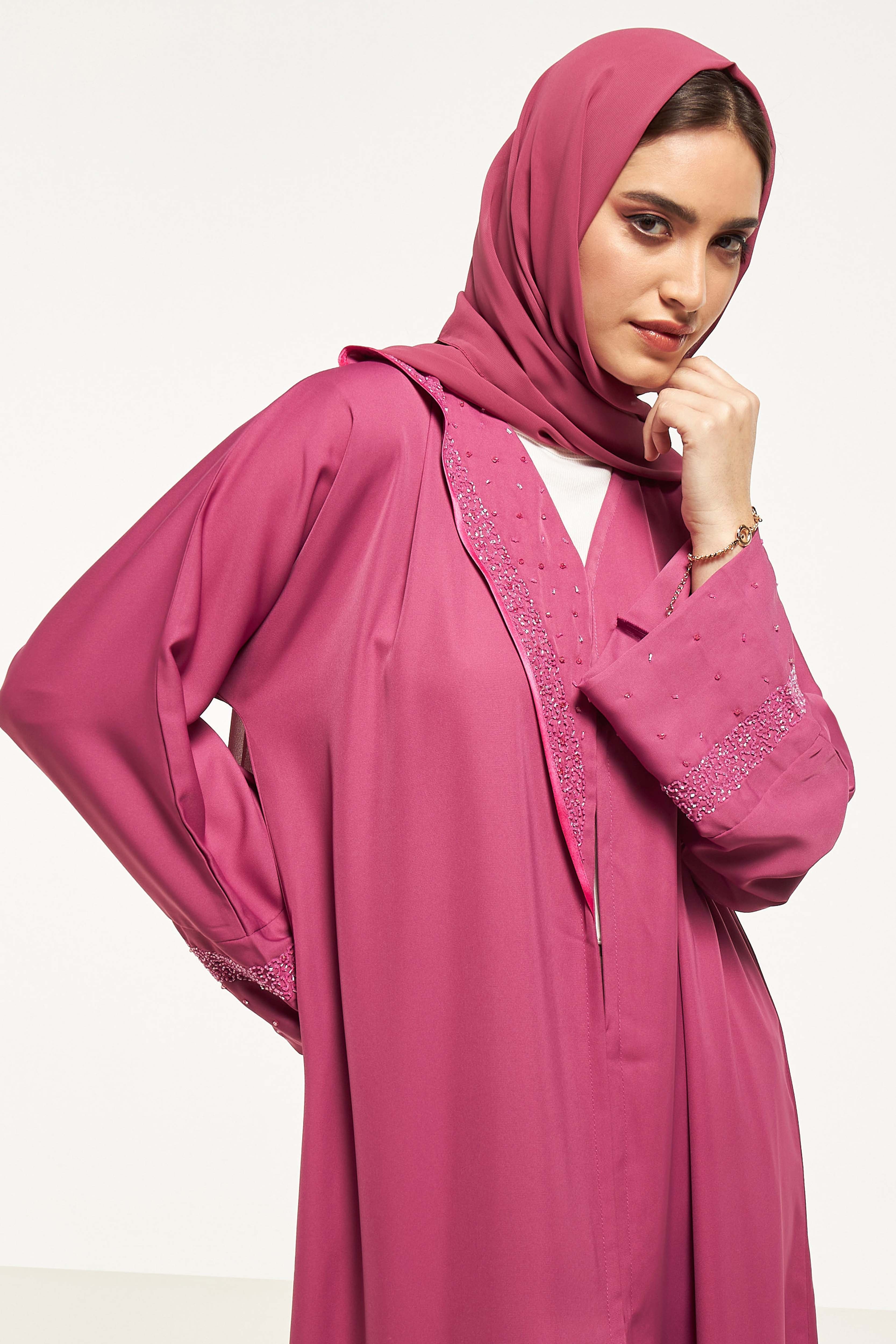 MOiSTREET Embellished Abaya with Sheila
