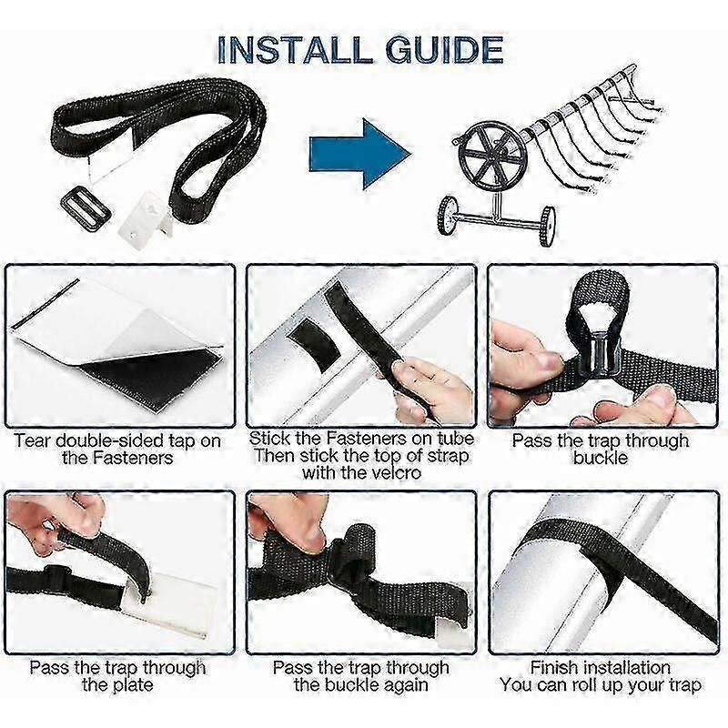 8-Pack Pool Cover Retaining Straps With Clips for Tarpaulins