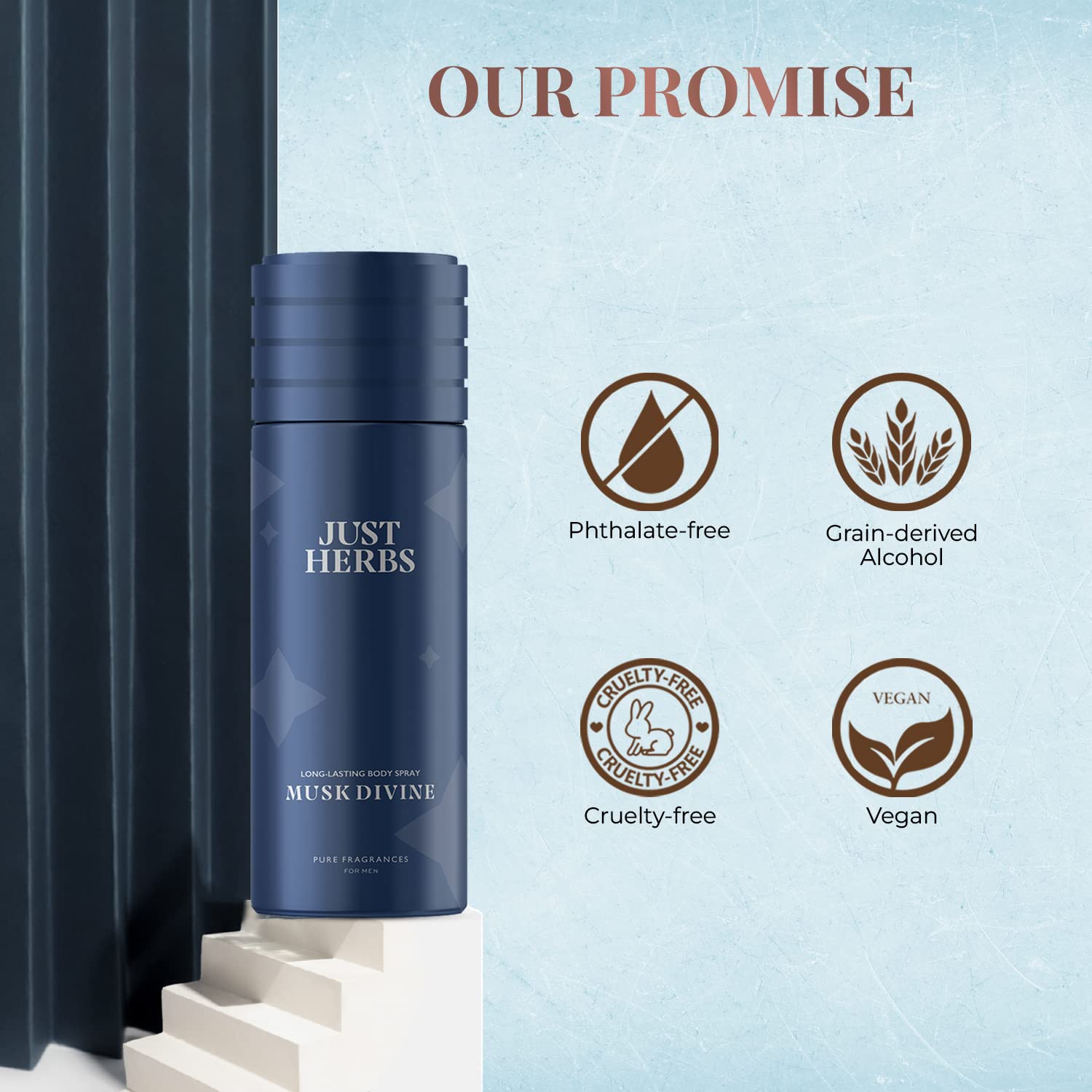 Just Herbs Long Lasting Body Spray Musk Divine Deodorant Spray - For Men (150Ml)