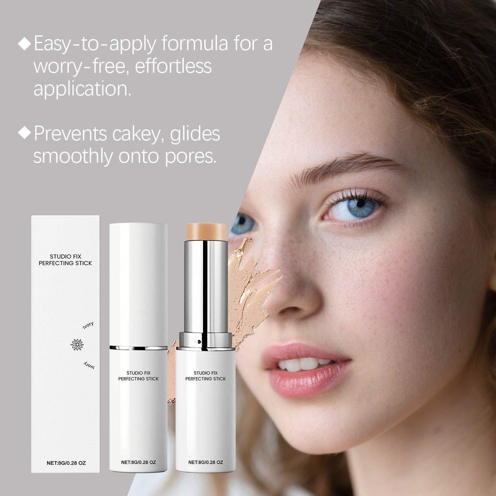 Brightening Stick Concealer Foundation, Natural Makeup, Long-lasting, Flawless Skin ,8g