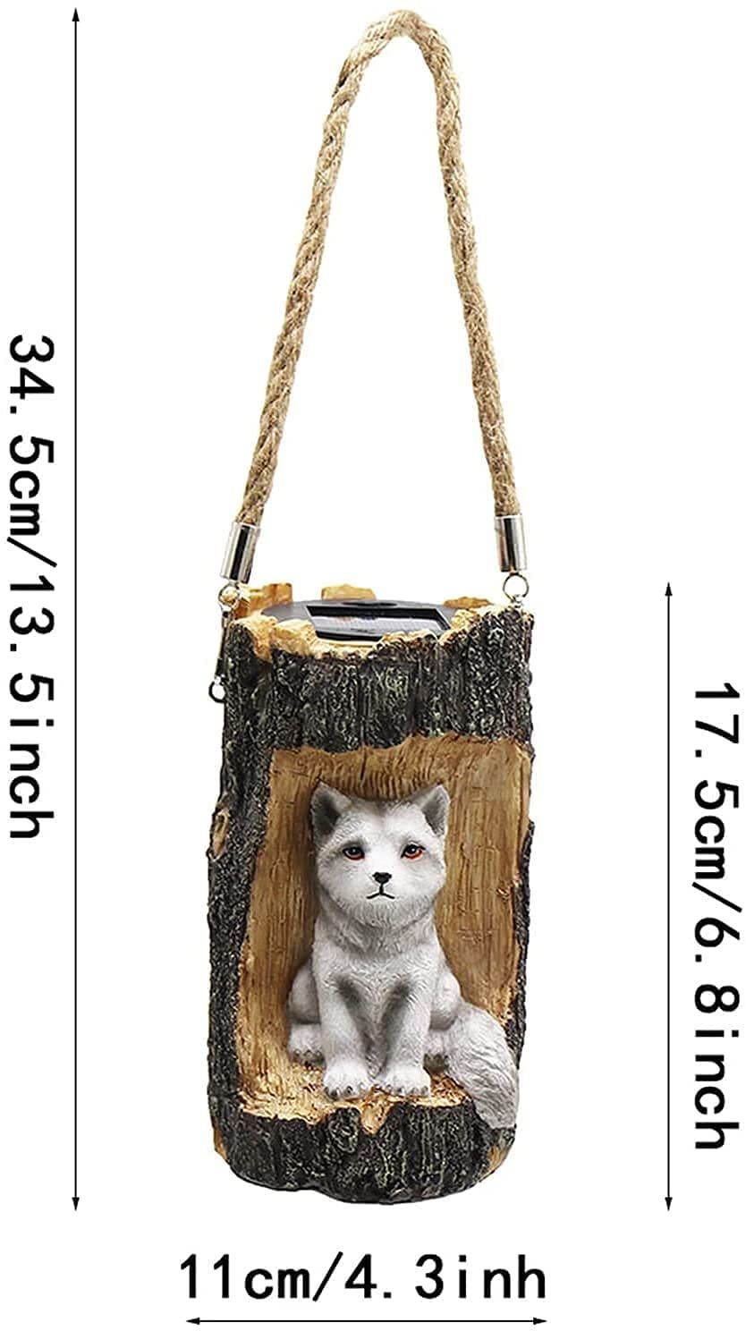 Solar Hanging Light Owl Tree Stump Lamp Lanterns Animal Statue Lanterns Garden Decoration