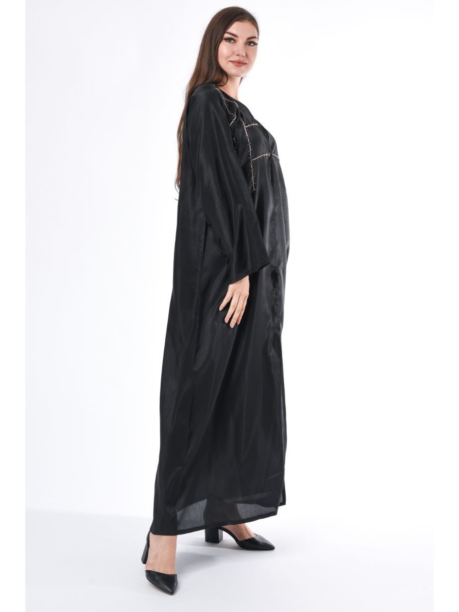 MOiSTREET Silk Blend Abaya with Hand Embroidery