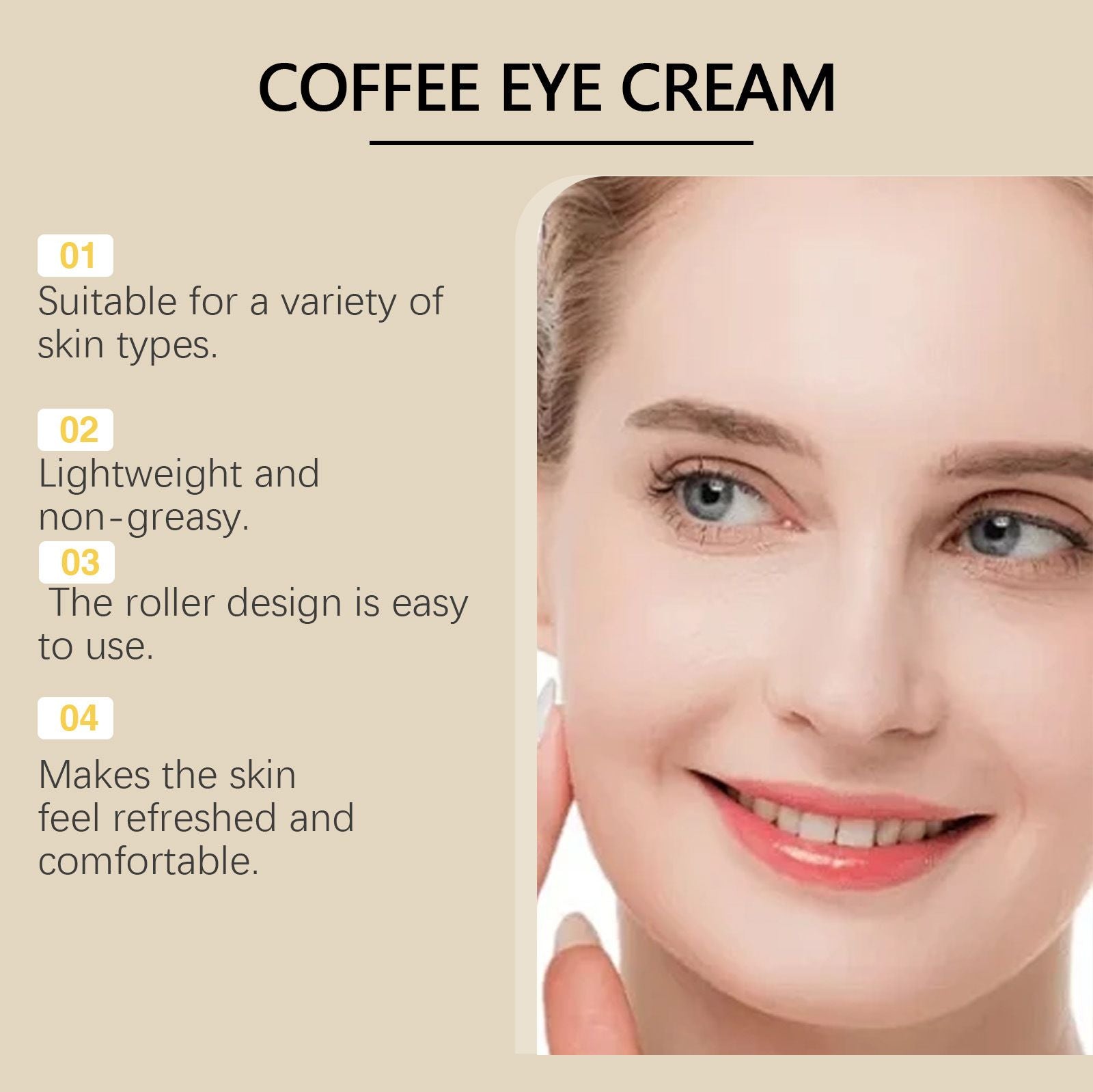 Caffeine Eye Cream Roller for Dark Circles & Puffiness 20g