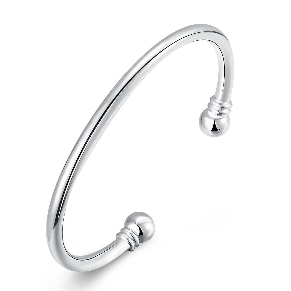 925 Silver Trendy Bracelet Fashion Jewelry Simple Cuff Bangles for Women Mom Gift