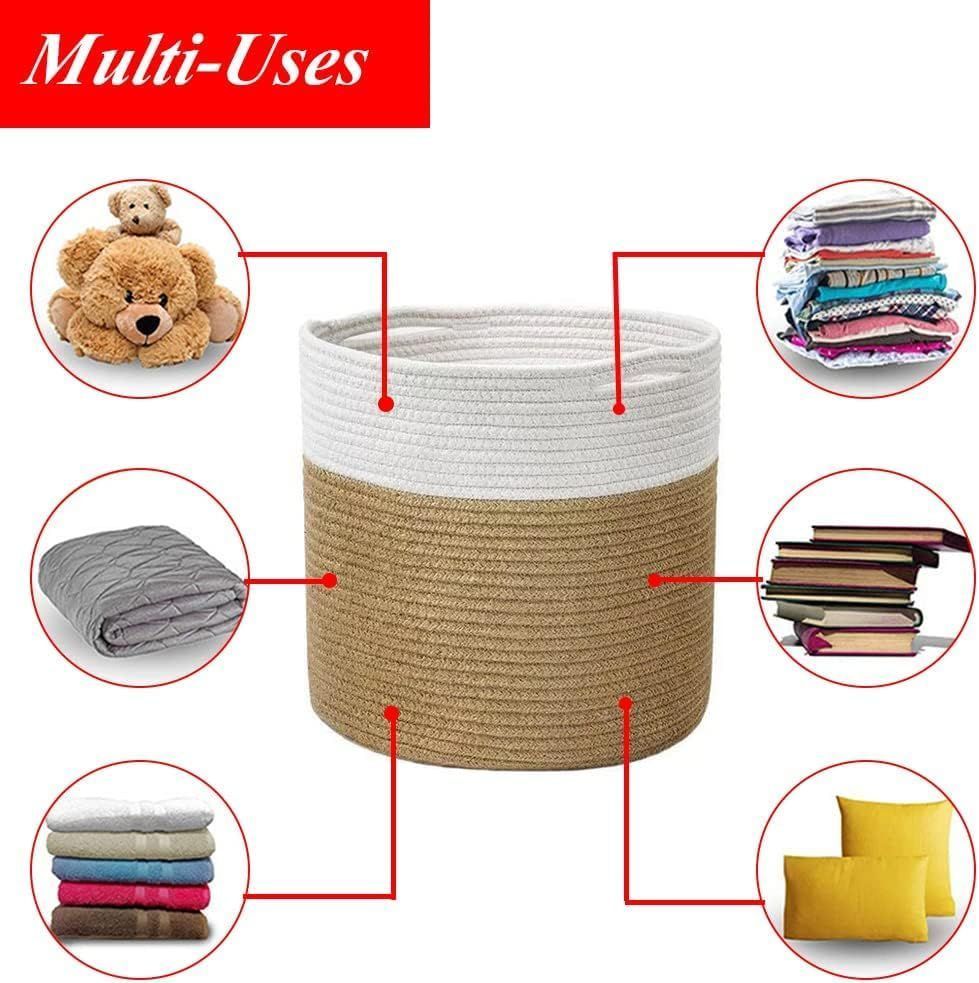 2Pcs Mini Woven Jute Cotton Rope Plant Storage Basket