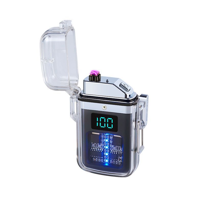 Electric Lighter Dual Arc Waterproof Rechargeable Lighter With Battery Indicator